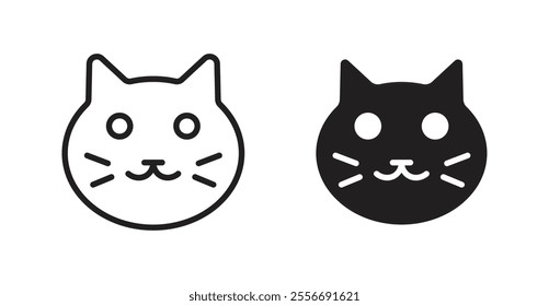Cat icon set in Thin line black color.