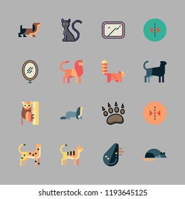 cat icon set. vector set about tiger, red panda, animal and dog icons set.