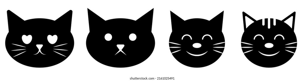 Cat icon set. Vector illustration isolated on white background
