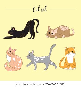 Cat icon set, vector and illustration.