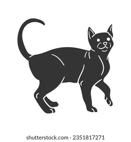 Cat Icon Silhouette Illustration. Domestic Pet Vector Graphic Pictogram Symbol Clip Art. Doodle Sketch Black Sign.