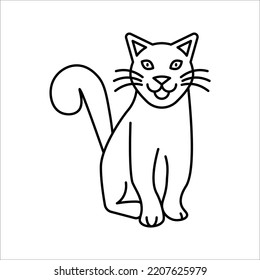 Cat icon. Cat silhouette symbol. Linear style sign for mobile concept and web design. House animals symbol logo vector illustration on white background.