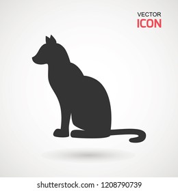 Cat icon. Silhouette of cat vector icon. Pet illustration