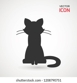Cat icon. Silhouette of cat vector icon. Pet illustration