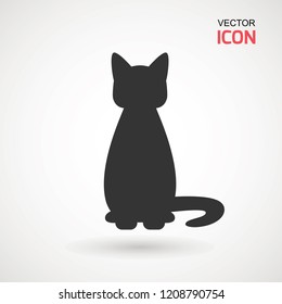 Cat icon. Silhouette of cat vector icon. Pet illustration