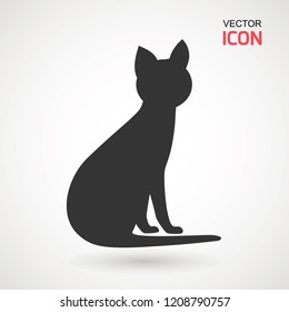 Cat icon. Silhouette of cat vector icon. Pet illustration