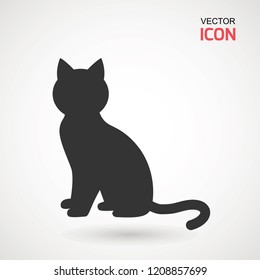 Cat icon. Silhouette of cat vector icon. Pet illustration
