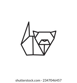 Cat icon. Simple cat logo. Cat Paper folding art, Containing origami, Origami flat line icon. Paper art vector illustrations. Thin signs for japanese creative hobby, Vector illustration.