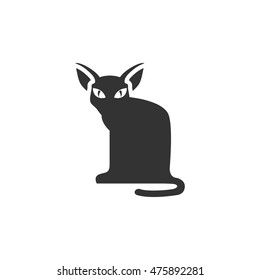 Cat icon in single color. Animal Halloween symbol dark black kitten fear