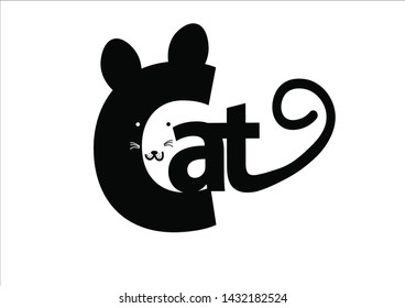 cat icon cat stick ear and cat's tail