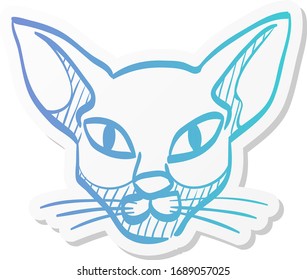 Cat icon in sticker color style. Animal Halloween symbol dark black kitten fear