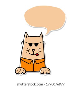 Cat icon stickers with speech bubble vector illustration