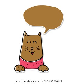 Cat icon stickers with speech bubble vector illustration