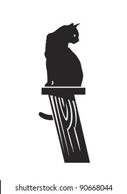 cat icon symbol of a black sitting on a pedestal