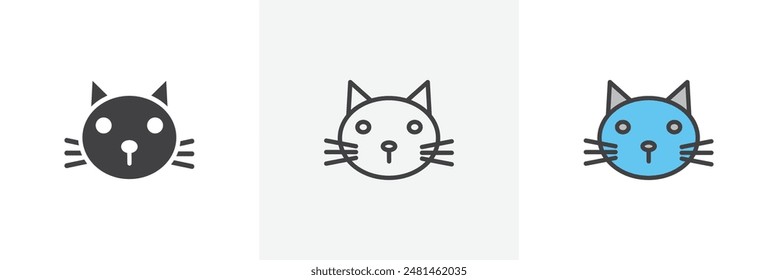 Cat icon symbol collection on white background.