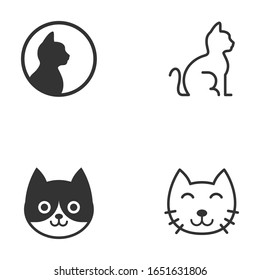 Cat icon template set color editable. Cat symbol vector sign isolated on white background.