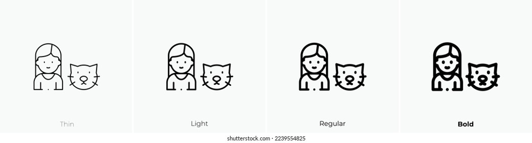 cat icon. Thin, Light Regular And Bold style design isolated on white background