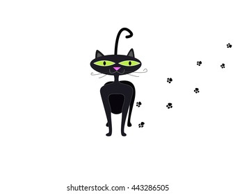 Cat icon. Vector black silhouette of a sitting cat.
