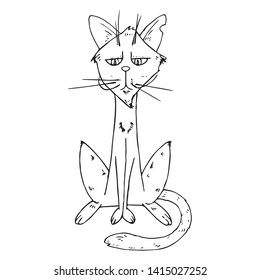 Cat icon. Vector illustration of a calm cat. Hand drawn cat with a mustache.