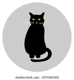 Cat icon vector illustration on gray background