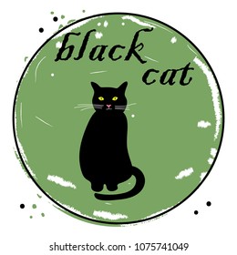 Cat icon vector illustration on green background