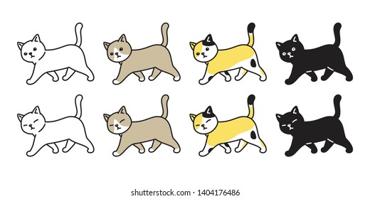 Cat Icon Vector Kitten Calico Logo Walking Character Cartoon Ginger Symbol Illustration Doodle