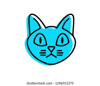 Cat icon vector linear colorful style.