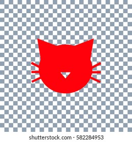 Cat icon vector on transparent background. Red icon