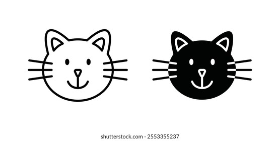 Iconos del gato en estilo relleno y delineado negro