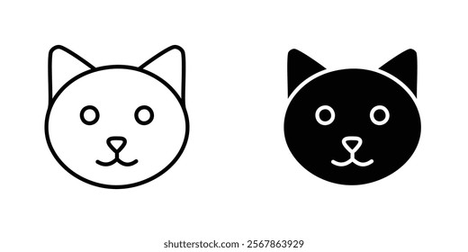 Cat icons collection in Filled flat and thin line style.