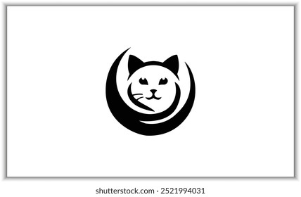 Colección de iconos de gato. Conjunto de símbolos de emoji de gatitos. Iconos de gatitos de cabeza de gato de contorno simple en blanco y negro