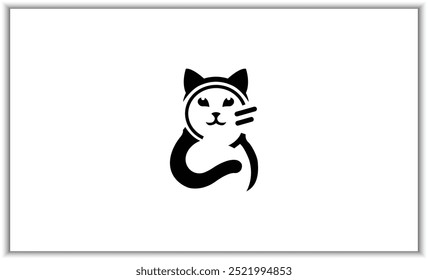 Coleção de ícones Cat. Conjunto de símbolos emoji de gatinhos. Preto e branco simples contorno gatos cabeça gatinho ícones