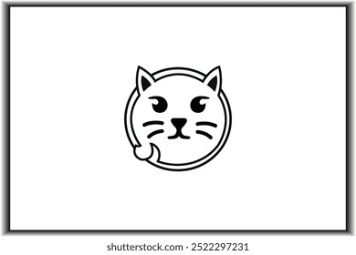 Cat icons collection. Kittens emoji symbols set. Black and white simple outline cats head kitten icons
