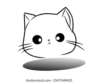 Cat icons collection. Kittens emoji symbols set. Black and white simple outline cats head emoticon pictures. Vector isolated.