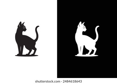 Cat icons collection. Cat silhouette icon vector black white background