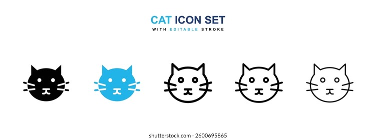 Cat icons graphics set in black and blue colors