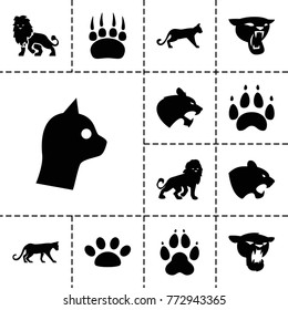 Cat icons. set of 13 editable filled cat icons such as panther, lion, cat, paw