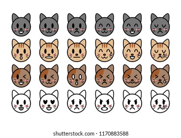 Vector Set Cute Cartoon Cat Icons Stock Vector (Royalty Free) 1108577669