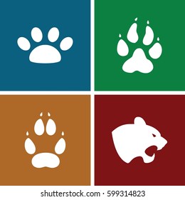cat icons set. Set of 4 cat filled icons such as animal paw, panther