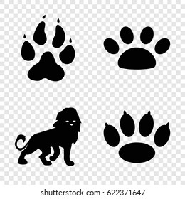 Cat icons set. set of 4 cat filled icons such as animal paw, lion