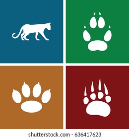 Cat icons set. set of 4 cat filled icons such as animal paw, panther