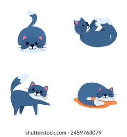 Cat icons set cartoon vector. Various cute cartoon cat. Animal, pet