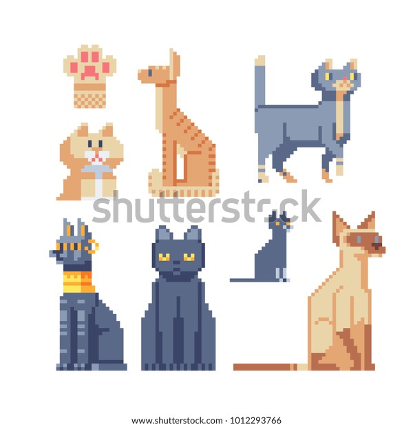 Cat Icons Set Pixel Art Logo Stock Vector (Royalty Free) 1012293766 ...