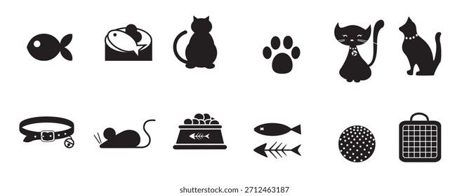 Katzensymbole Symbole bw Vektorgrafik