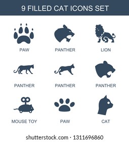 cat icons. Trendy 9 cat icons. Contain icons such as paw, panther, lion, mouse toy. cat icon for web and mobile.