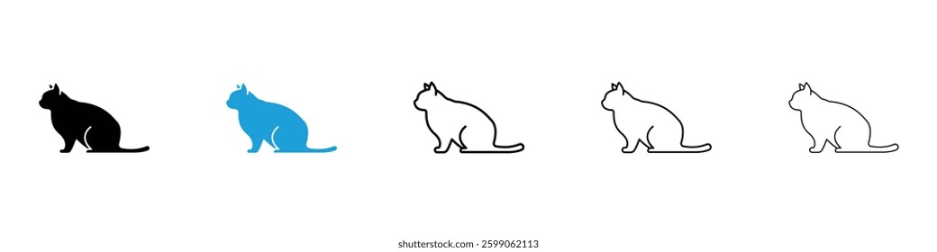 Cat icons vector illustrations in black and blue colors for web and ui designs
