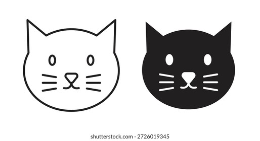 Cat icons vector symbol with editable stroke and flat versions