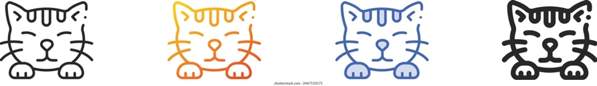 cat icon.Thin Linear, Gradient, Blue Stroke and bold Style Design Isolated On White Background