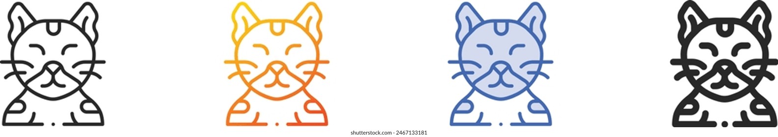 cat icon.Thin Linear, Gradient, Blue Stroke and bold Style Design Isolated On White Background