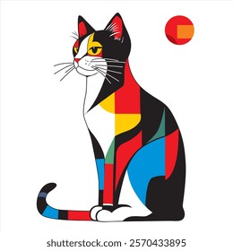 Cat illuatration in flat style. Design for cards, banners, books, booklet